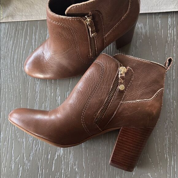 ANTONIO MELANI HARLEN Brown Leather Ankle Boots Block Heel Versatile Size 6 EUC - Picture 12 of 12